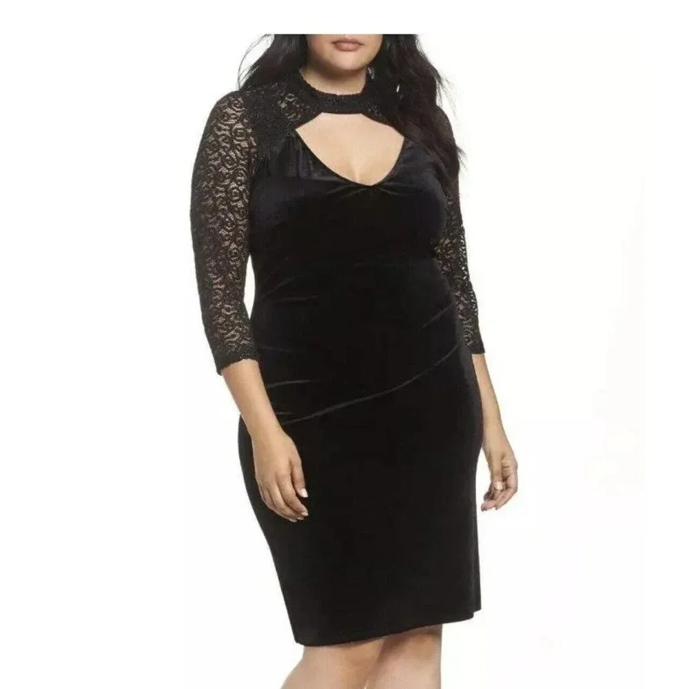 Marina VelveLace Glitter SheathDress SpecialOccasion PartyCocktail Gothic Vamp10